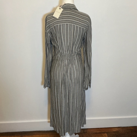 Lucky Brand Gray White Striped Button Top Size Small - Picture 4 of 11